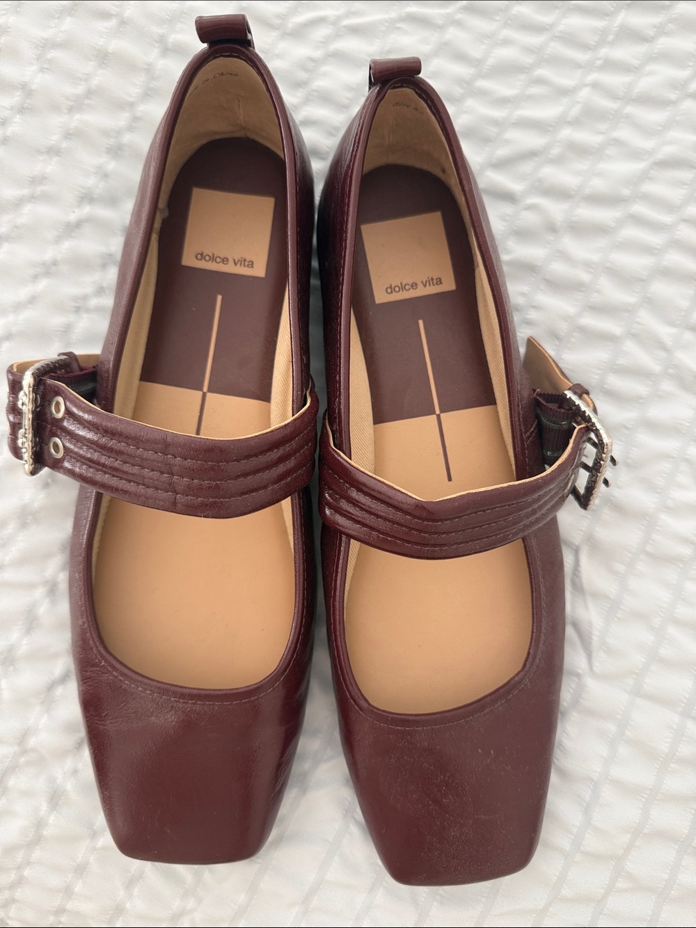 Dolce Vita Women's Dark Burgundy Mary Jane Flats with Buckle Strap - Picture 4 of 6